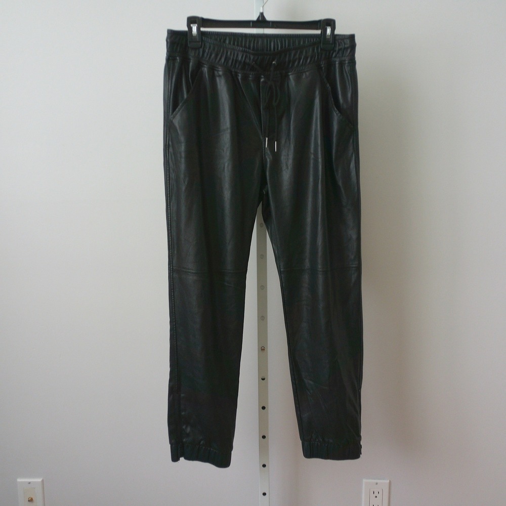 David Lerner Vegan Leather Relaxed MobWife Clean Faux Leather Joggers L Black